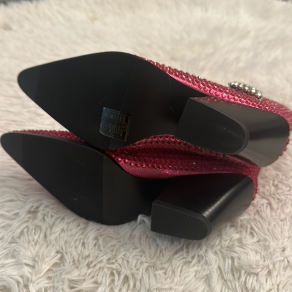 NEW Azalea Wang Federica Rhinestone Western Pink Cowboy heel boot women size 7 - Picture 8 of 8